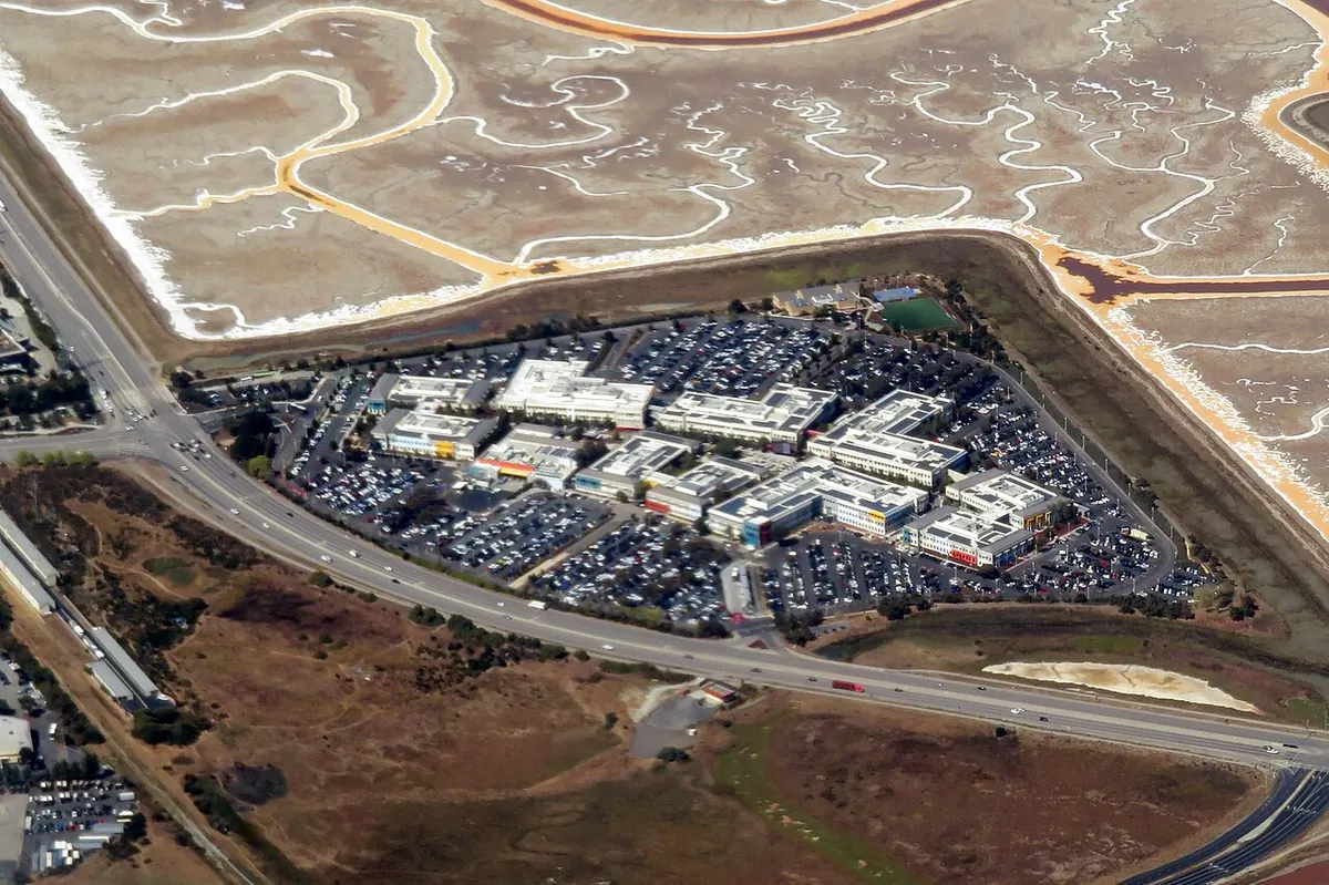 Campus da Meta em Menlo Park, visto de cima em 2019
